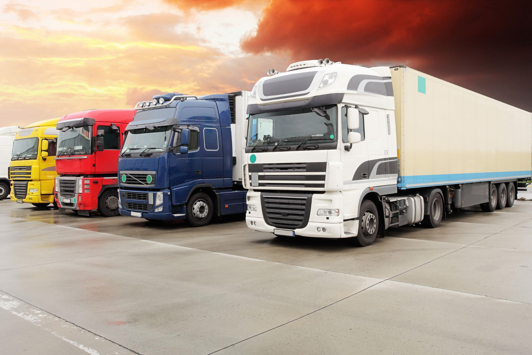 Heavy and light cargo trucks prepared for regional transport